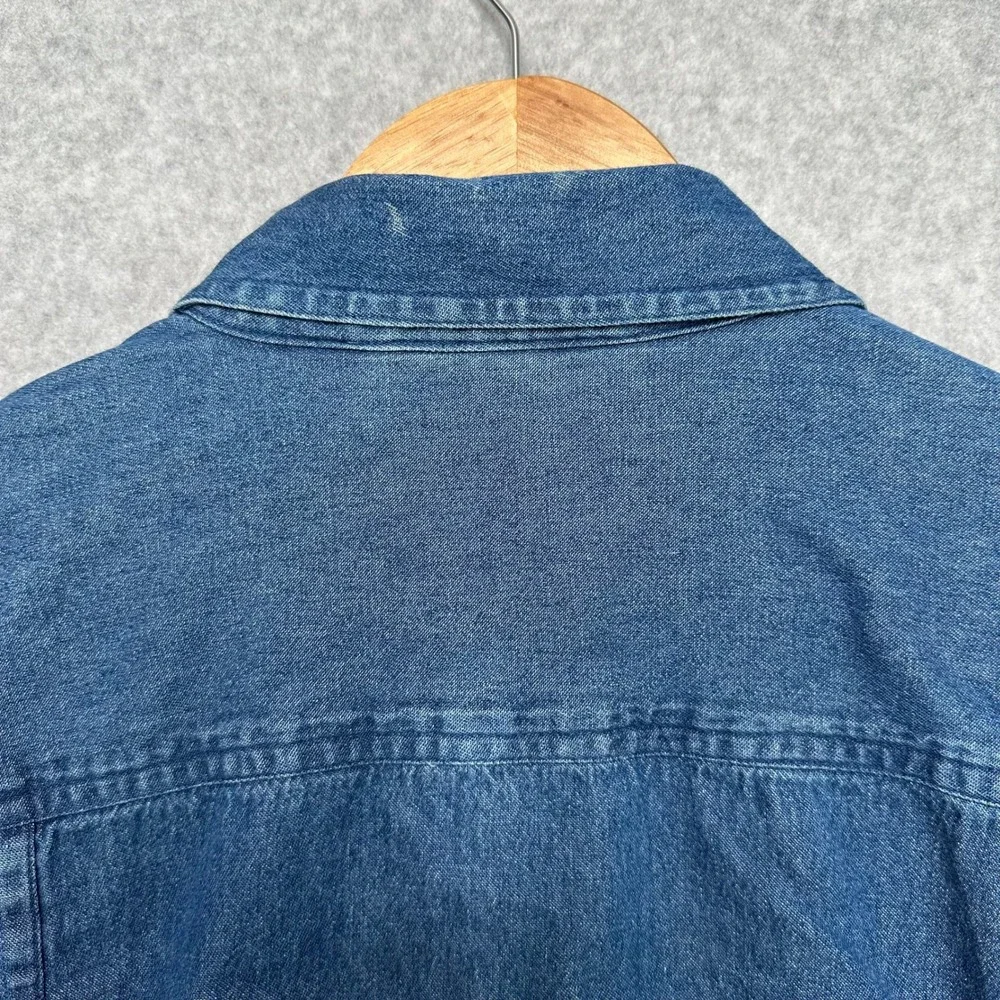 VTG CASEY & MAX Womens Denim Jacket Floral Embroidery Frayed Hem Blue Size‎ L - Picture 5 of 9